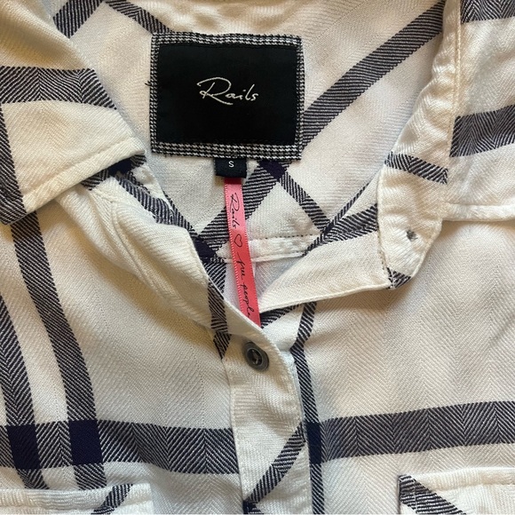 Rails Free People shirt S white blue plaid Hunter soft beachy - Picture 4 of 10